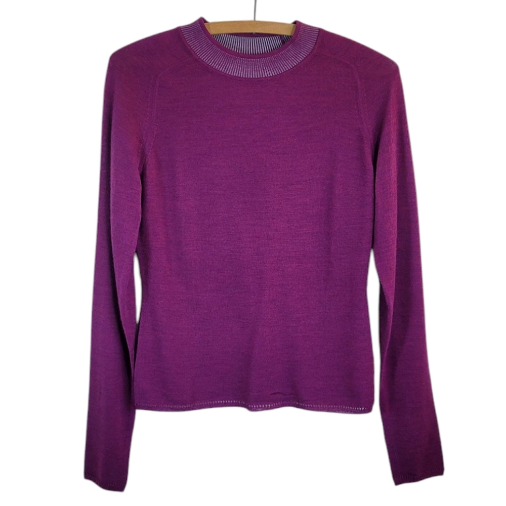 RAG & BONE Pamela Raspberry Magenta Heather Merino Wool Lightweight Sweater S - Picture 2 of 9
